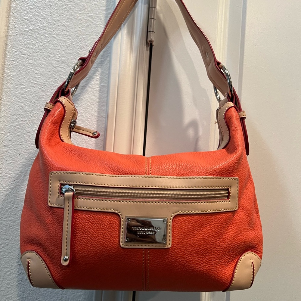 Stylish Orange and Beige Shoulder Bag